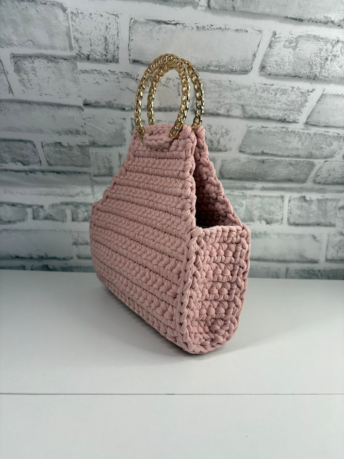 Pink Clutch Handbag, Crochet Handbag, Pink clutch