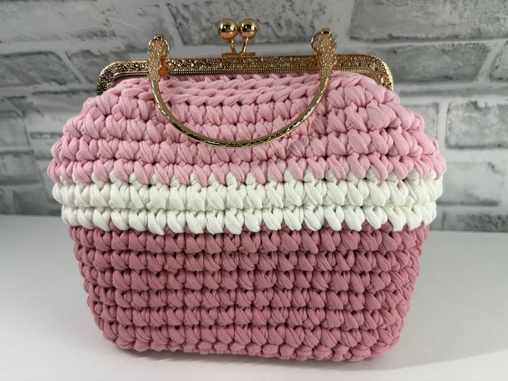 Pink Handbag, Crochet Handbag, Pink Purse