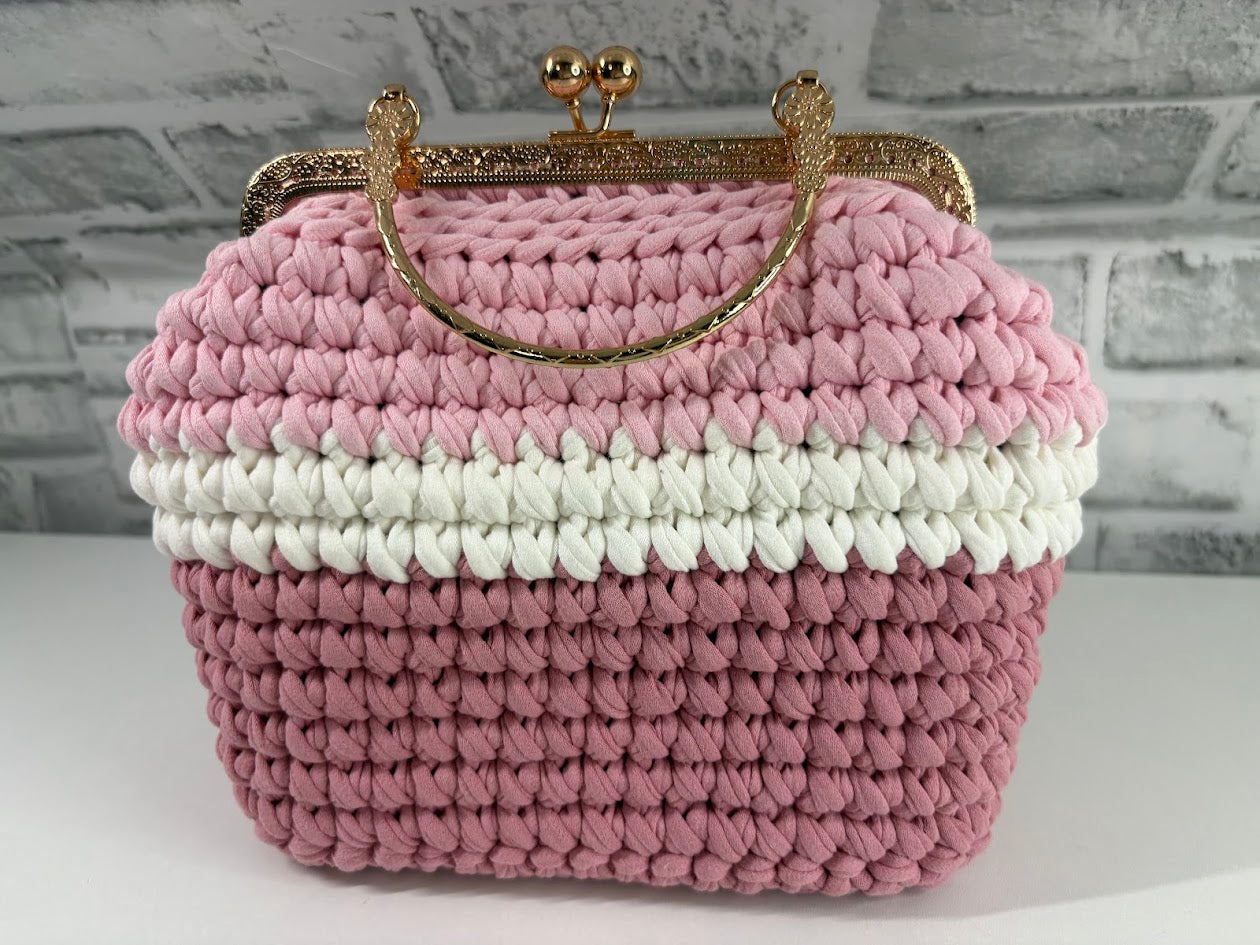 Pink Handbag, Crochet Handbag, Pink Purse