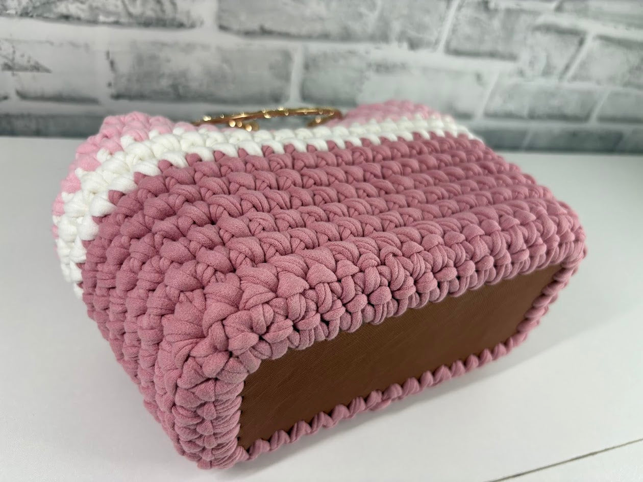 Pink Handbag, Crochet Handbag, Pink Purse