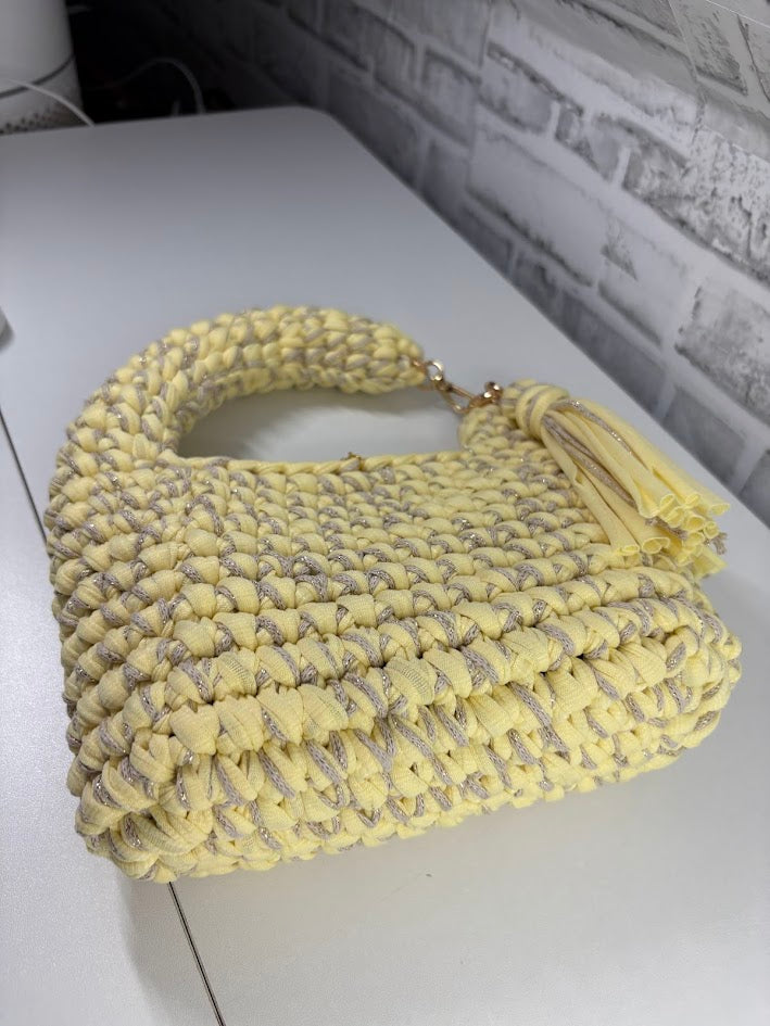 Yellow Clutch Handbag, Crochet Handbag, Yellow Purse