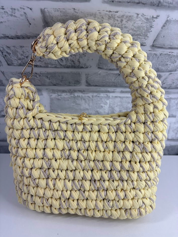 Yellow Clutch Handbag, Crochet Handbag, Yellow Purse