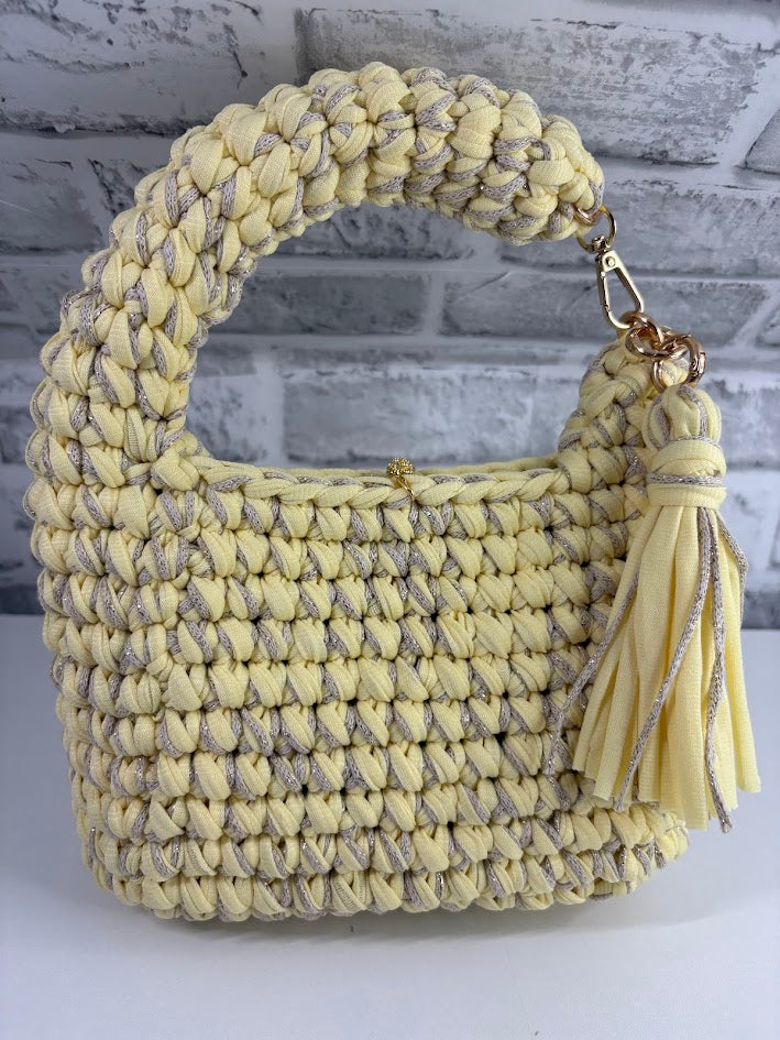 Yellow Clutch Handbag, Crochet Handbag, Yellow Purse