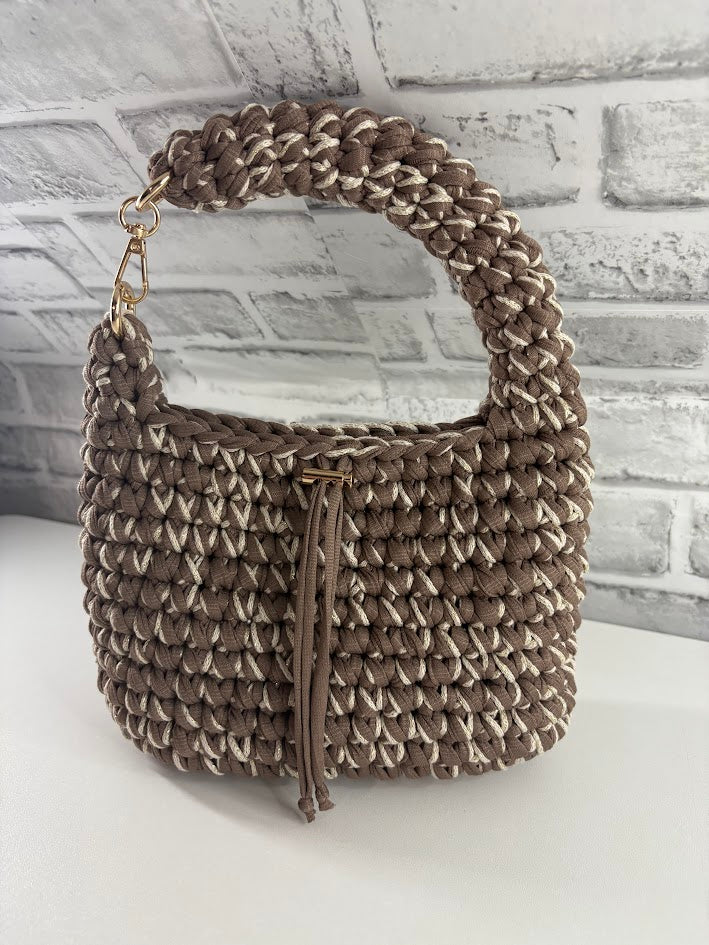 Brown Clutch Handbag, Crochet Handbag, Brow Purse