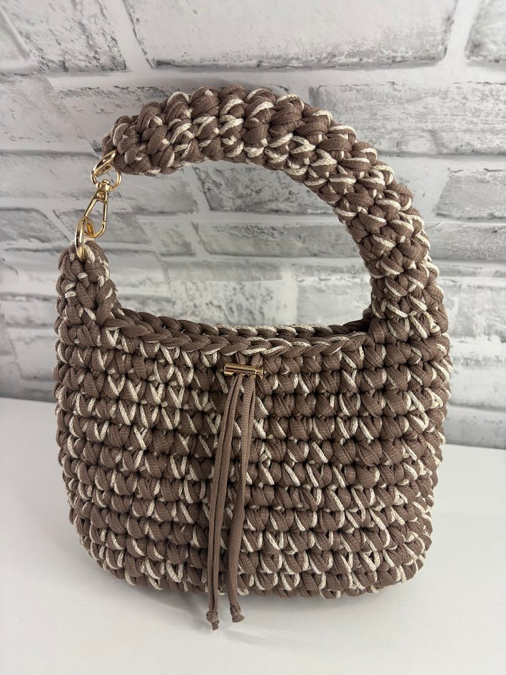 Brown Clutch Handbag, Crochet Handbag, Brow Purse