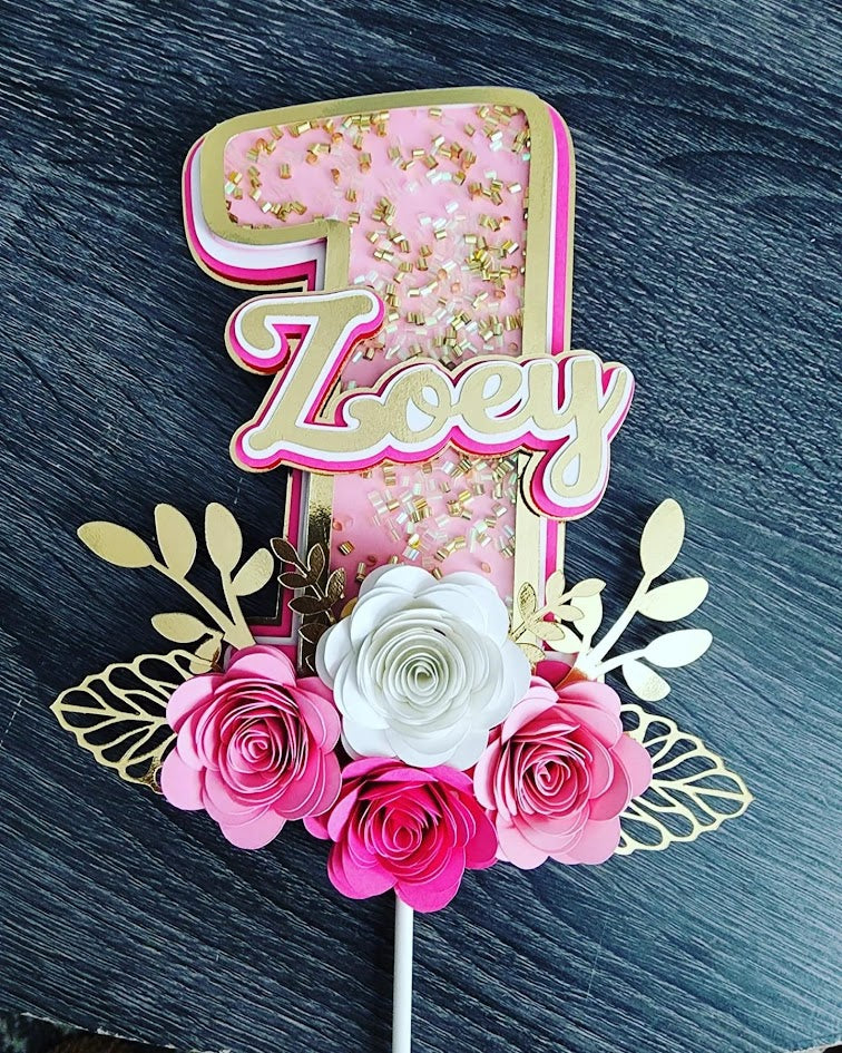 Flower Cake Topper, Flower Shaker cake decor, Flower Topper