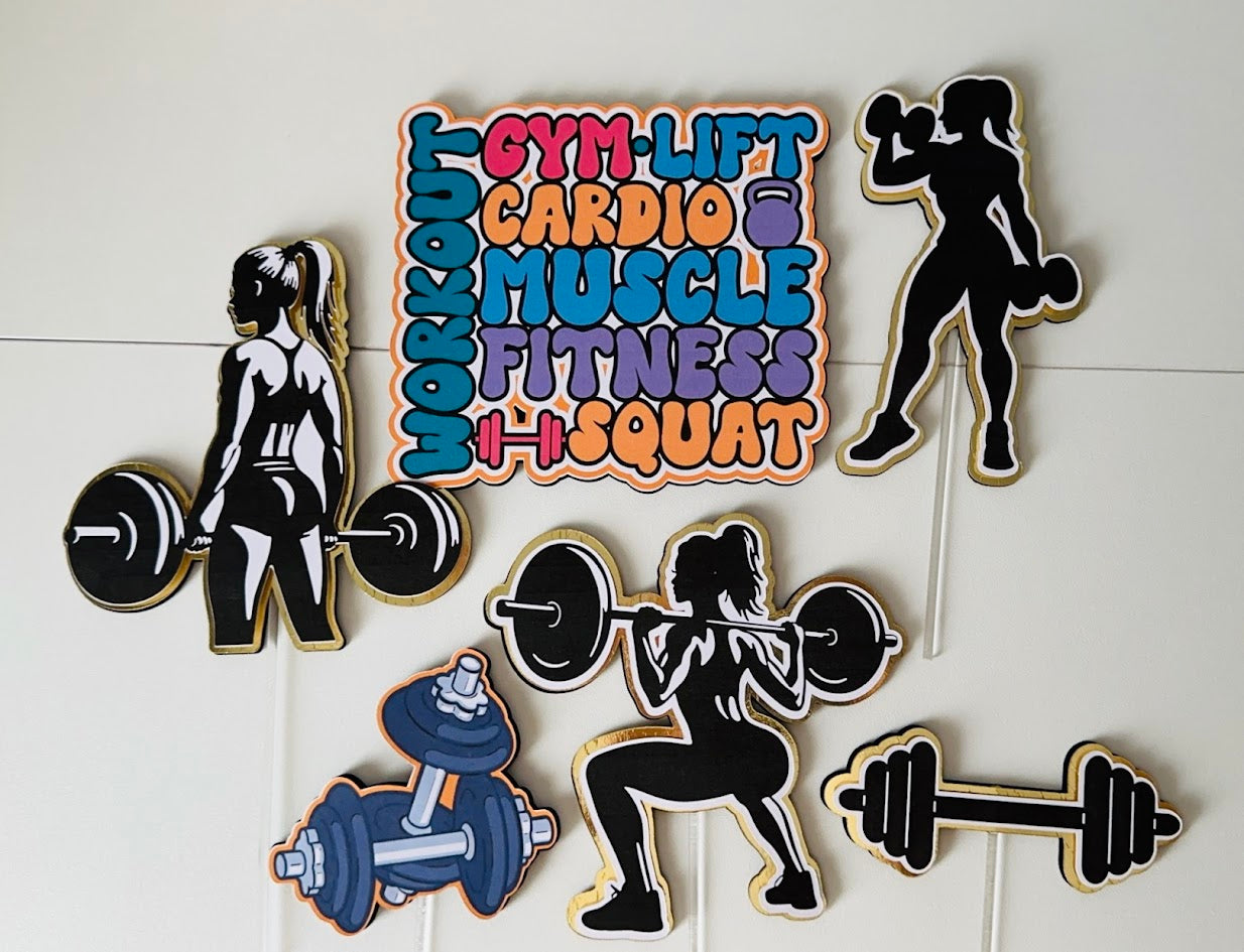 Gym Workout Cake Topper, Workout cake decor