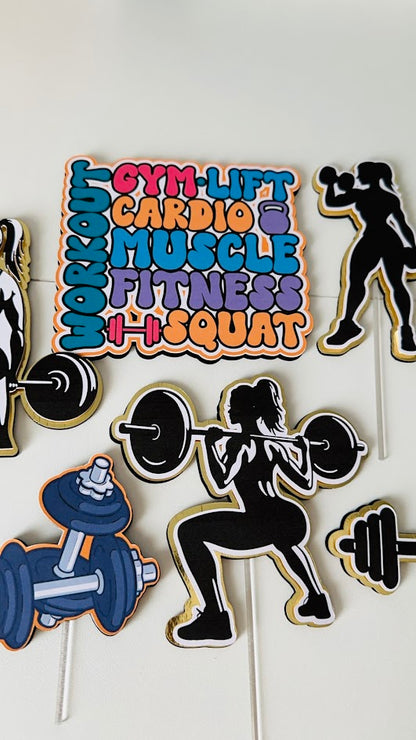 Gym Workout Cake Topper, Workout cake decor