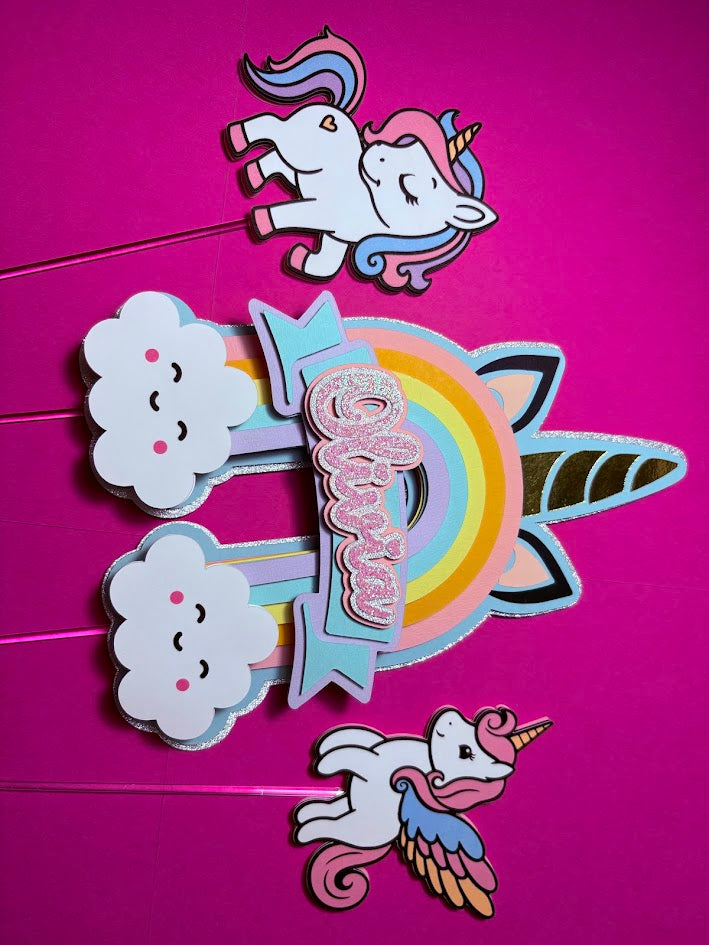 Unicorn Cake Topper, Rainbow cake topper, Unicorn cake decor