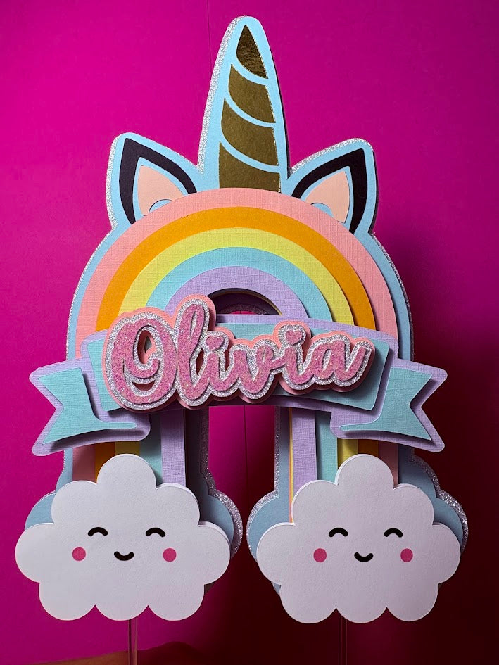 Unicorn Cake Topper, Rainbow cake topper, Unicorn cake decor