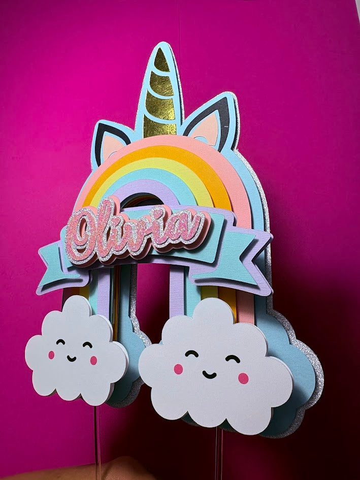 Unicorn Cake Topper, Rainbow cake topper, Unicorn cake decor