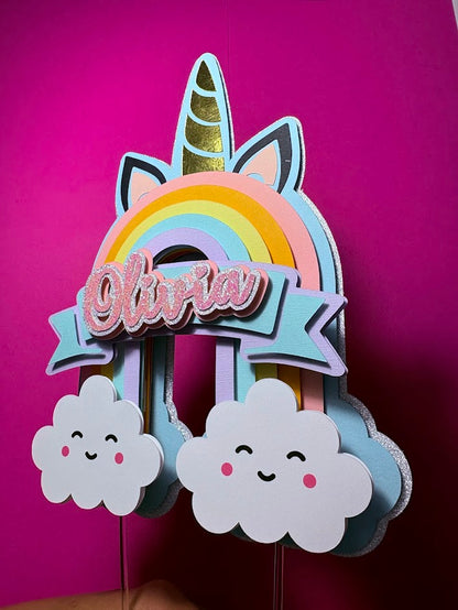 Unicorn Cake Topper, Rainbow cake topper, Unicorn cake decor