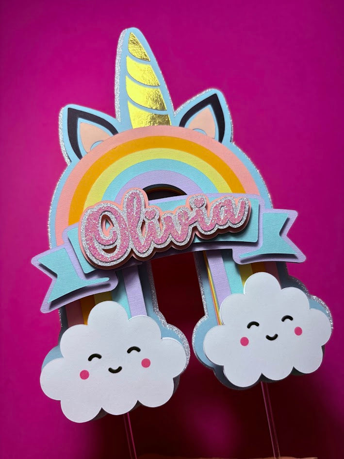 Unicorn Cake Topper, Rainbow cake topper, Unicorn cake decor