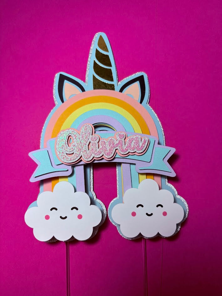 Unicorn Cake Topper, Rainbow cake topper, Unicorn cake decor