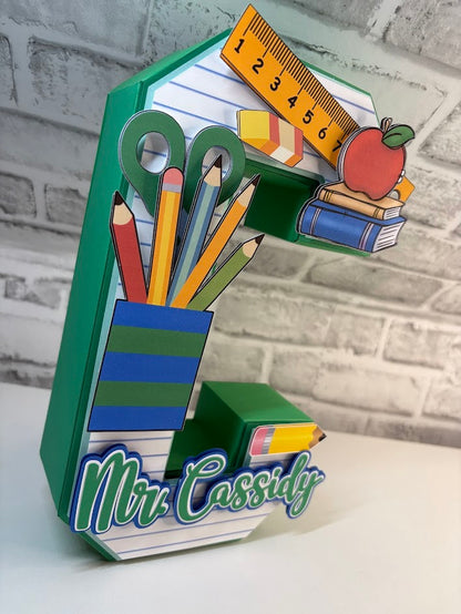 3D Teacher Customized Letter, 3D Customized Letter , Cardstock Letter