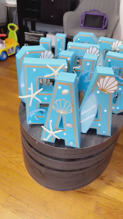 3D Beach Customized Letter, 3D Customized Letter , Cardstock Letter